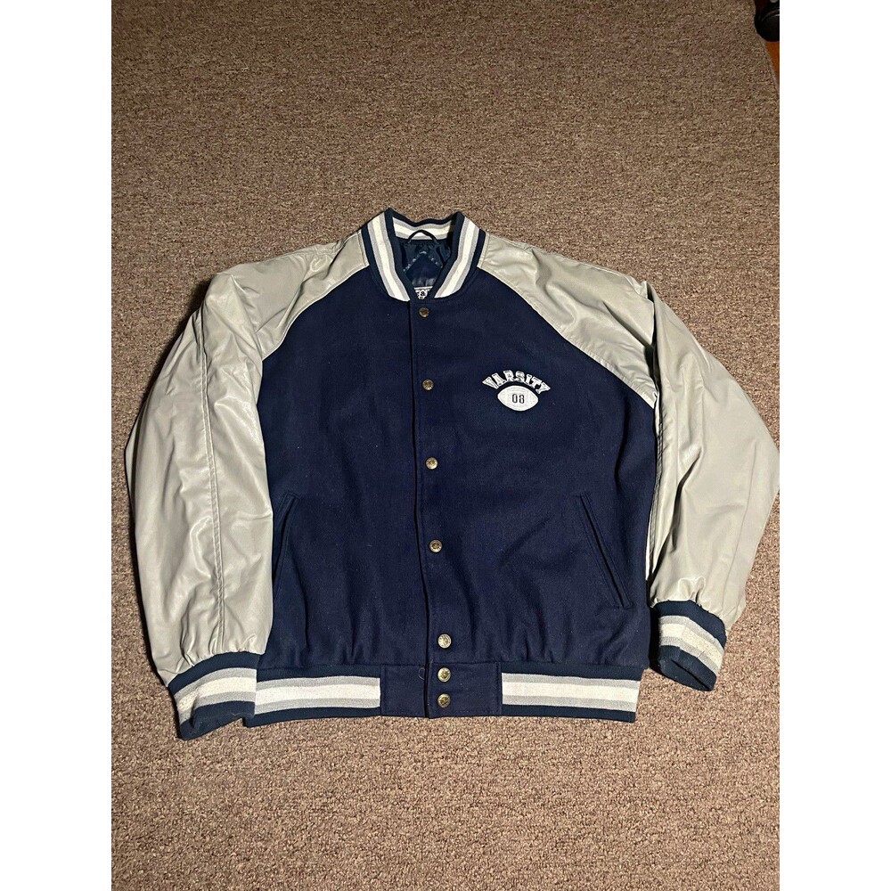 Steve & Barry's Football Varsity Team 08 Jacket Blue Gray White